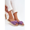 Moteriški Platforminiai Sandalai Su Nėriniais Ir Lanku Violetiniai Alpireda | Šlepetės | jai24.lt