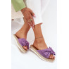 Moteriški Platforminiai Sandalai Su Nėriniais Ir Lanku Violetiniai Alpireda | Šlepetės | jai24.lt