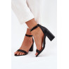 Moteriški Batai Su Kulnu Ir Dirželiu Juodi Fevenne | Sandalai moterims | jai24.lt