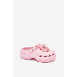 Mergaičių Vaikų Šlepetės Iš Putų Su Lanku Ir Dekoracijomis Rožinės Selvana 201164