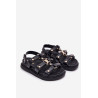Mergaičių sandalai su auksiniu akcentu juodi Lunessa | Basutės vaikams | jai24.lt