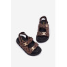 Vaikiški Sandalai Su Velcro Ir Auksiniais Akcentais Rudi Cavina | Basutės vaikams | jai24.lt