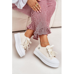 Moteriški Platforminiai Batai Su Dekoratyviais Šniūrais Bežiniai Tivora 201188