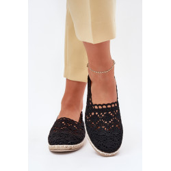 Nėriniuotos Espadrilles Moterims Juodos Adelira 201193