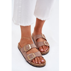 Moteriški Šlepetės Iš Eko Suede Aukso Sagtimis Bežinės Vorella 201196