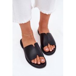 Moteriški Eko Odos Šlepetės Su Lygiais Kulnais Juodos Kalimira 201198