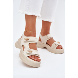 Moteriški sandalai su auksiniais akcentais smėlio spalvos Luvira 201199