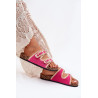 Nerti Moteriški Šlepetės Su Aukso Sagtimis Fuksija Fenira | Šlepetės | jai24.lt