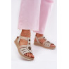 Moteriški Sandalai Ant Kulno Su Papuošalais Šviesiai Bežiniai Inblu RV000015 | Sandalai moterims | jai24.lt