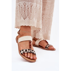 Plokščios Moteriškos Šlepetės Su Karoliukais Leopardas Bežinės Virona 201225