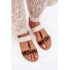 Plokščios Moteriškos Šlepetės Su Karoliukais Leopardas Bežinės Virona | Sandalai moterims | jai24.lt