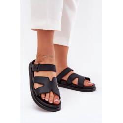 Guminiai Moteriški Šlepetės Su Dirželiu Juodi Tavirae 201240