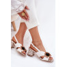 Odinės Moteriškos Šlepetės Ant Kulno Su Gėlėmis Laura Messi 2950 Baltos | Sandalai moterims | jai24.lt