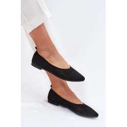 Juodos ekologiškos zomšos balerinos su sagtimi Anlofi 201258