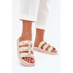 Moteriški Sandalai Su Diržais Šviesiai Bežiniai Pasiriela 201277