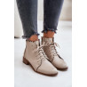 Smėlio spalvos odiniai kulkšnies batai plokščiu kulnu Zazoo 2964 | Auliniai batai moterims | jai24.lt