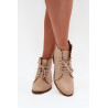 Smėlio spalvos odiniai kulkšnies batai plokščiu kulnu Zazoo 2964 | Auliniai batai moterims | jai24.lt