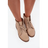 Smėlio spalvos odiniai kulkšnies batai plokščiu kulnu Zazoo 2964 | Auliniai batai moterims | jai24.lt