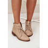 Smėlio spalvos odiniai kulkšnies batai plokščiu kulnu Zazoo 2964 | Auliniai batai moterims | jai24.lt