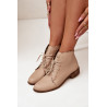 Smėlio spalvos odiniai kulkšnies batai plokščiu kulnu Zazoo 2964 | Auliniai batai moterims | jai24.lt