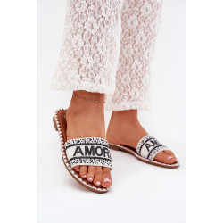 Moteriški plokšti sandalai su dekoracija Amore balti Avelina 201287