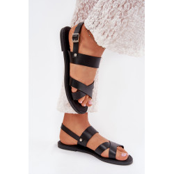 Lygūs Moteriški Sandalai Iš Eko Oda Juodi Kalira 201292