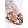 Moteriški Sandalai Ant Lygio Kulno Eko Oda Sidabriniai Kivara | Sandalai moterims | jai24.lt