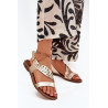 Moteriški odiniai sandalai ant plokščio kulno Zazoo 3688 auksiniai | Sandalai moterims | jai24.lt