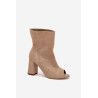 Suede Botai Su Atvirais Pirštais Bežiniai Zazoo 3830 | Auliniai batai moterims | jai24.lt
