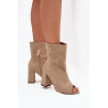 Suede Botai Su Atvirais Pirštais Bežiniai Zazoo 3830 | Auliniai batai moterims | jai24.lt