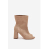 Suede Botai Su Atvirais Pirštais Bežiniai Zazoo 3830 | Auliniai batai moterims | jai24.lt