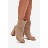 Suede Botai Su Atvirais Pirštais Bežiniai Zazoo 3830 | Auliniai batai moterims | jai24.lt