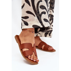 Moteriški Plokšti Sandalai Su Iškirtimais Camel Salyra 201310