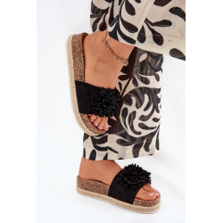 Moteriškos Platformos Šlepetės Su Dekoratyviniais Gėlėmis Juodos Tessara 201311