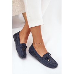 Moteriški mokasinai su perforuotu modeliu ir raišteliais tamsiai mėlynos Mirisa 201314