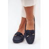 Moteriški mokasinai su perforuotu modeliu ir raišteliais tamsiai mėlynos Mirisa | Mokasinai moterims | jai24.lt