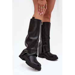 Šiltos auliniai batai su apverstu viršumi ir sagtimi šokoladiniai Fiorae 201326