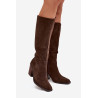 Suede Ilgos Batai Su Kulnu Ir Užtrauktuku Rudi Lissara | Ilgaauliai batai | jai24.lt