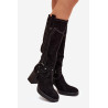 Šiltos Moteriškos Batai Su Kulnu Ir Siūlėmis Juodi Alessara | Ilgaauliai batai | jai24.lt