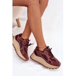 Odiniai Sneakers Ant Platformos Moterims Big Star SS274625 HI-POLY SYSTEM Bordo 201358