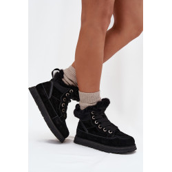 Moteriški Suede Sniego Batai Platformoje Su Pūku Big Star SS274369 Juodi 201373