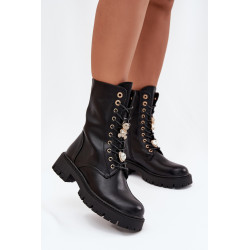 Moteriški Darbo Batai Su Prisegimais Šildomi Juodi Lomina 201416