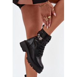 Moteriški Darbo Batai Su Dekoratyvine Juosta Šilti Eko Oda Juodi Selita 201425