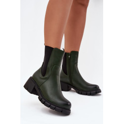 Moteriški Batai Ant Bloko Eko Oda Tamsiai Žalia Kyra 201428