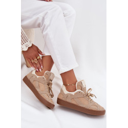 Moteriški platforminiai kedai su kailiu įliemenuoti beige Solvia 201431