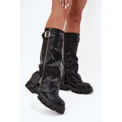 Šilti batai su apverčiamu apykakle segtuku ir sidabriniu užtrauktuku Juodi Armena 201432