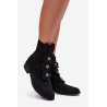 Aksominiai moteriški auliniai batai Zazoo 3085 juodi su dekoratyviniais gėlėmis | Auliniai batai moterims | jai24.lt