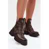 Odiniai odiniai izoliuoti moteriški batai su sagtimis ir dekoratyviniu detalu Zazoo 60482 šokoladas