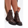 Odiniai odiniai izoliuoti moteriški batai su sagtimis ir dekoratyviniu detalu Zazoo 60482 šokoladas