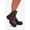 Odiniai odiniai izoliuoti moteriški batai su sagtimis ir dekoratyviniu detalu Zazoo 60482 šokoladas